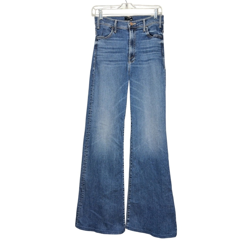 Mother The Hustler Roller Heel Jeans Need For Speed Blue Wide Leg 27 10407-1156
